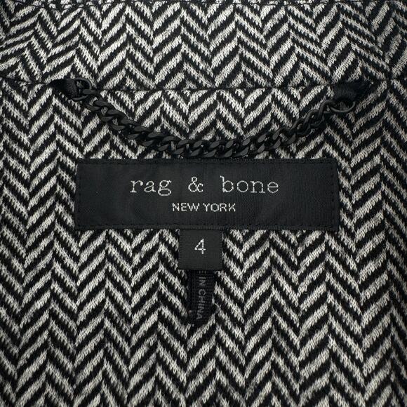 RAG & BONE Slade Blazer Slim Fit Houndstooth Blazer Size 4 Wool Cotton Fall - Picture 5 of 11